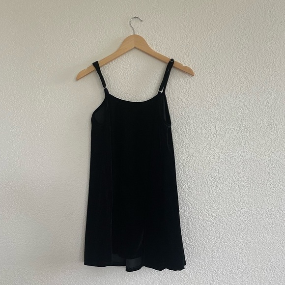 Don’t Ask Why | black spaghetti strap swing dress velvet like one size - Picture 3 of 6